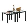 Nesting Coffee Table Set of 2; Square Modern Stacking Table with Tempered Glass Finish for Living Room; Transparent