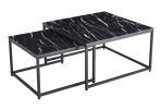 Modern Nesting Coffee Tables Set; Marble Black; 2pc; 31.5''L 31.5''W 17.72''H