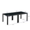 Coffee Table Set of 2; Square Modern Table with Tempered Glass Finish for Living Room; Black