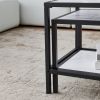 Modern Nesting coffee table Square &amp; rectangle; Black metal frame with wood marble color top