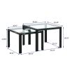 Nesting Coffee Table Set of 2; Square Modern Stacking Table with Tempered Glass Finish for Living Room; Transparent