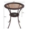 Round Rattan Wicker Coffee Table with Lower Shelf