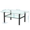 Transparent glass black coffee table; modern simple; living room coffee table; side center table