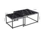 Modern Nesting Coffee Tables Set; Marble Black; 2pc; 31.5''L 31.5''W 17.72''H