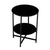 2- layer Tempered Glass End Table; Round Coffee Table for Bedroom Living Room Office (black)