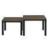 Nesting Coffee Table Set of 2; Square Modern Stacking Table with Wood Finish for Living Room; Oak Grey