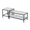 Modern Nesting coffee table Square &amp; rectangle; Black metal frame with wood marble color top