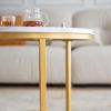 Modern Nesting coffee table; golden metal frame with marble color top-23.6"