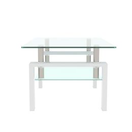 White Coffee Table; Clear Coffee Table; Modern Side Center Tables for Living Room; Living Room Furniture (Color: as picture)