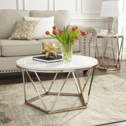 Luna Faux Stone Round Coffee Table (Color: as Pic)