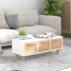 Coffee Table White 31.5"x15.7"x11.8" Engineered Wood&Solid Wood Pine