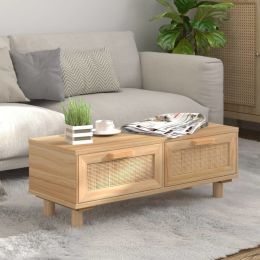 Coffee Table Brown 31.5"x15.7"x11.8" Engineered Wood&Solid Wood Pine (Color: Brown)