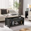 Lift Top Coffee Table; 41" X 19.5" Rising Dining Table w/4' Depth Hidden Storage Compartment & 3 Open Shelves; Coffee Table Lift Top for Reception & L