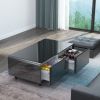 Modern Smart Coffee Table with Built-in Fridge; Bluetooth Speaker; Wireless Charging Module; Touch Control Panel; Power Socket; USB Interface; Outlet