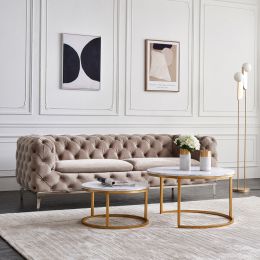 Modern Nesting coffee table; golden metal frame with marble color top-31.5" (Color: Gold)