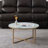 Cross Legs Glass Coffee Table with Metal Base