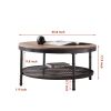 WESOME 2-Tier Single Panel Round Coffee Table for Living Room and Bedroom;  with 3D Texture Metal Frame and Mesh