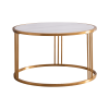 Sintered stone round coffee table with golden stainless steel frame