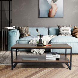 Coffee Table with Storage (Color: Black Brown)