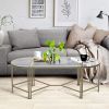 Combination Coffee Table Set Plus 2 End Side Table 3 Different Usage with Glass Top