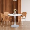 31.5"H White Tulip Table Mid-Century Dining Table with Round MDF Table Top;  Pedestal Dining Table;  End Table Leisure Coffee Table XH