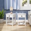 X-shaped bedside table with single drawer coffee table for bedroom living room - Set of 2