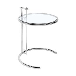 Temepered glass stainless steel small coffee table (Color: Stainless steel side table)