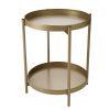 2-Tier Tray End Table, Metal Side Table Nightstand, Folding Round Accent Coffee Table for Living Room, Black XH