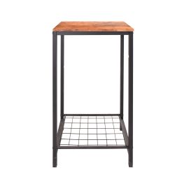 2-Tier End Table;  Industrial Side Table Nightstand with Durable Metal Frame;  Coffee Table with Mesh Shelves for Living Room;  Oak Finish (Color: Black RB)