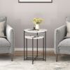 Modern Faux Marble Top Round Nesting Coffee Table; 2 Piece