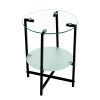 2-piece set  Tempered Glass End Table;  Round Coffee Table for Bedroom Living Room Office