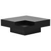 Modern Minimalist Design 31.5*31.5in Square Coffee Table with Detachable Tray and Plug-in 16-color LED Strip Lights Remote Control for Living Room