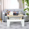 Lift Coffee Table Pop Up Cocktail Table with Hidden Compartments and Shelves White/Brown