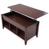 Lifting coffee table with cabinet-dark coffee color