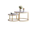 Modern Nesting coffee table; golden metal frame with marble color top-31.5"