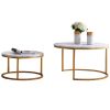 Modern Nesting coffee table; golden metal frame with marble color top-31.5"