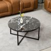 Cross Legs Glass Coffee Table with Metal Base