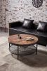 2-Tier Single Panel Round Coffee Table for Living Room and Bedroom; with 3D Texture Metal Frame and Mesh