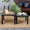 Nesting Coffee Table Set of 2;  Square Modern Stacking Table with Wood Finish for Living Room