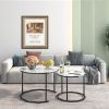 Marble Coffee Table End table 12-gon Shape;  25.6 " White Artificial Marble Top and Black Metal Legs can be used in living room;  outdoor;  anti-tip