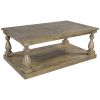 Rustic Floor Shelf Coffee Table with Storage; Solid Pine Wood