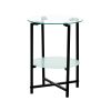 2-piece set  Tempered Glass End Table;  Round Coffee Table for Bedroom Living Room Office