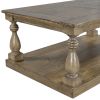 Rustic Floor Shelf Coffee Table with Storage; Solid Pine Wood