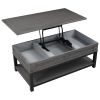 U-style Lift Top Coffee Table with Inner Storage Space and Shelf