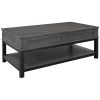 U-style Lift Top Coffee Table with Inner Storage Space and Shelf