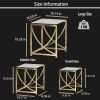 3 Pieces Gold Square Nesting Glass End Tables- Small Coffee Table Set- Stainless Steel Small Coffee Tables with Clear Tempered Glass- 18" Modern Minim