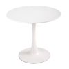 31.5"H White Tulip Table Mid-Century Dining Table with Round MDF Table Top;  Pedestal Dining Table;  End Table Leisure Coffee Table XH