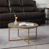 Cross Legs Glass Coffee Table with Metal Base