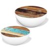 vidaXL Two Piece Bowl Shaped Coffee Table Set Solid Reclaimed Wood