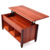 Lifting coffee table with cabinet-dark coffee color